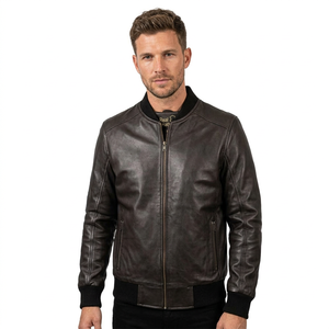<b>Men's</b> Real Leather Bomber <b>Jacket</b> <b>Black</b> Real Leather Winter <b>Jacket</b> - Product Image 3
