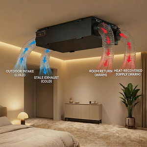 250m3/h Maison Mécanique Erv Hrv Récupération D'énergie Thermique Système De <span class=keywords><strong>Ventilation</strong></span> D'échappement Ventilateur D'air Frais - Product Image 1