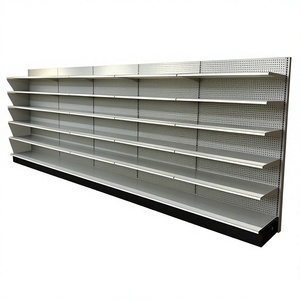 Highbright Customized Heavy-Duty Double-Sided Metal Supermarket Gondola Shelving with Custom Colors 4-<b>Shelf</b> Quick Installation - Product Image 1