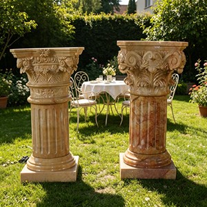 Tavolino <span class=keywords><strong>da</strong></span> Esterno in Marmo Massiccio Stile Colonna Romana e Greca per Arredamento Casa, Esposizione, Matrimoni, Natale, Pasqua - Product Image 1