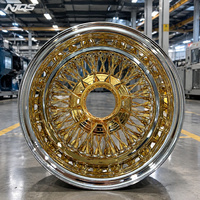 Roue NJQS, produit phare, entièrement chromée, 13-14 pouces, à rayons chromés pour voiture classique