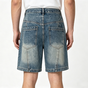 Shorts de mezclilla vintage personalizados de talla grande con bolsillos curvos, pierna ancha holgada, cintura media, estilo informal, vaqueros cortos holgados - Product Image 4
