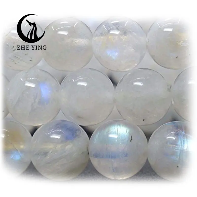 Zhe यिंग 6mm 8mm Moonstone मोती प्राकृतिक पत्थर रत्न हार आड़ू ग्रे Moonstone गहने पत्थर इंद्रधनुष moonstone मोती