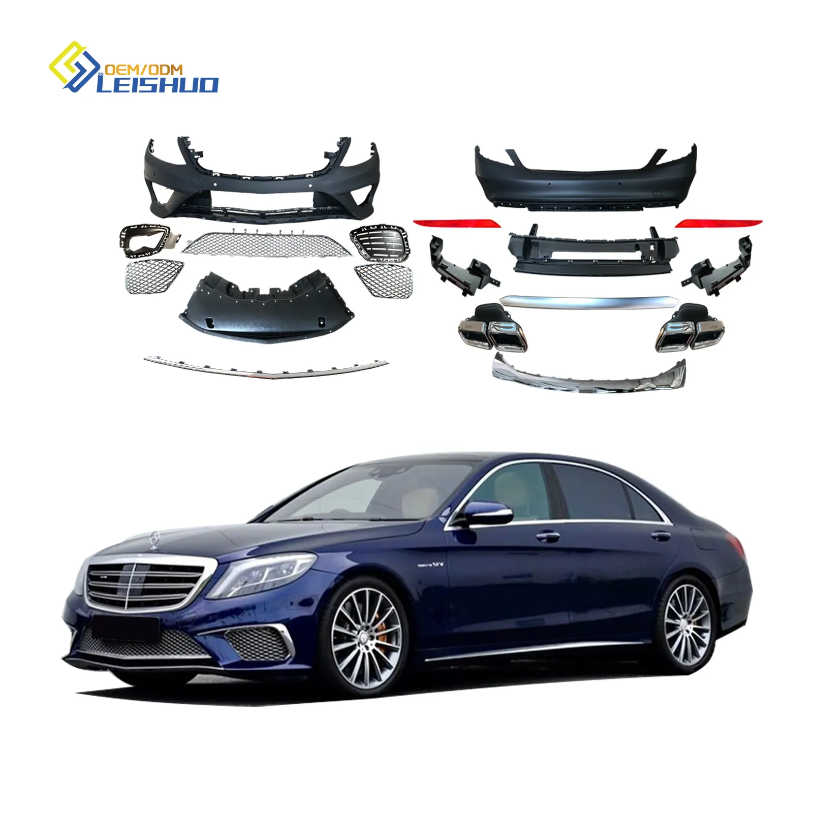 Leishuo S65 Amg cơ thể Kit BodyKit Facelift mansory cho Mercedes Benz S Class W222 14-17 nâng cấp lên S65 Amg