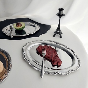 Vassoio Ovale di Lusso in Acciaio Inox 304, Piatto per Tovaglioli, Piatto per Dolci e Snack, Vassoio per Frutta Secca, Piatto per Dessert - Product Image 2