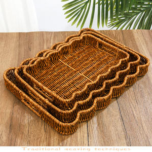 Plateau de rangement rectangulaire empilable en rotin imitation Bobai, panier de cuisine non fini RD236217 - Product Image 2