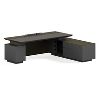 Bureau d'ordinateur de luxe en bois massif peu encombrant en forme de L avec tiroirs de rangement et bordure en PVC pour