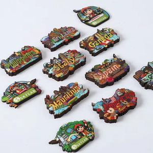 Aimants de réfrigérateur personnalisés en gros pour différents pays européens, <span class=keywords><strong>Maurice</strong></span>, Espagne, aimants de réfrigérateur en bois multicouches. - Product Image 1