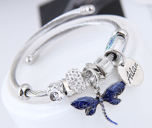Europe Hot Sell <strong>Dragonfly</strong> Charm <strong>Bracelet</strong> for Women High Quality Stainless Steel Cuff <strong>Bracelet</strong> Adjust Size Wholesale Jewelry - Product Image 2