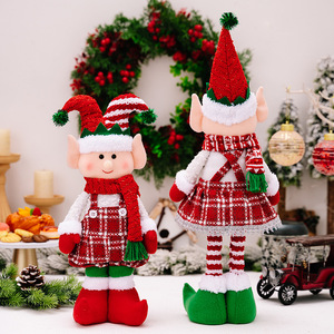 New Luxury <b>Christmas</b> Decoration Figurines Handmade Red and Green Elf Stretchable Dolls <b>Window</b> <b>Display</b> Standing Ornaments - Product Image 4