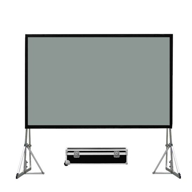HEYU Factory Price Heavy Quality Outdoor Rear Fabric Fast Fold Projection Screen Large Projector Screen with Stand 4:3/16:9