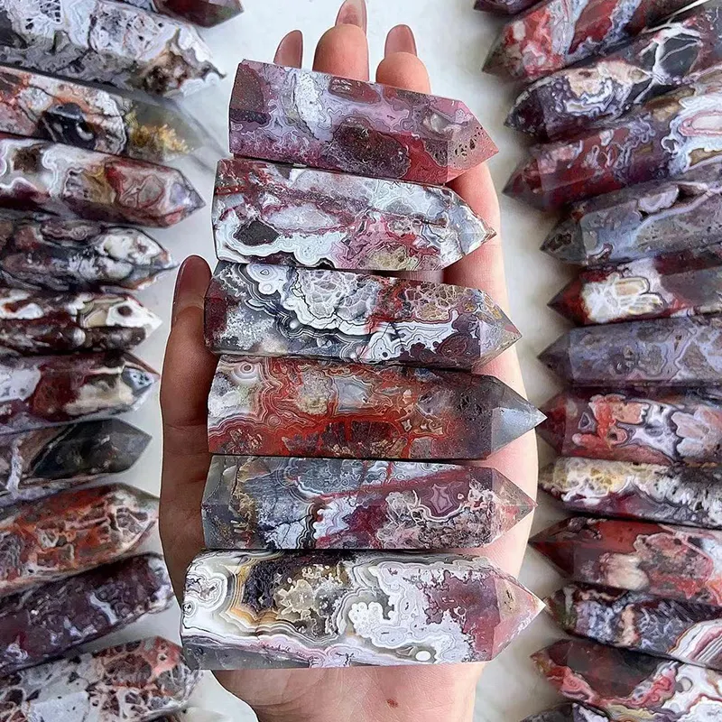 Hot Sale Mexiko Achat Steinturm natürliche hand geschnitzte Heil kristall mexikanische verrückte Spitze Achat Punkt