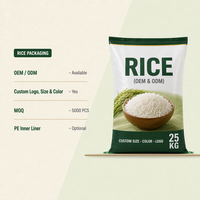 Sac tissé en PP vierge à 100 %, imprimé par gravure, thermoscellable, résistant à l'humidité, pour emballage de riz de qualité alimentaire, en gros, 5 kg, 10 kg, 20 kg, 25 kg, 50 kg