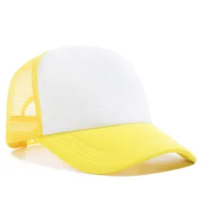 黄色のポリエステルメッシュキャップ調節可能な昇華ブランクハット屋外帽子日焼け止め用野球帽