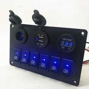 6 sets of switches equipped with 12V USB charging and voltmeter display yacht car panel switches