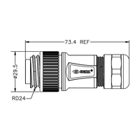 Connecteurs Circulaires DC Assemblés SIGNAL RD24, 6+PE Broches, Fixation par Vis, 6A 250V, IP67, Angle 90°, Contact Laiton, Boîtier Nylon, Automatisation