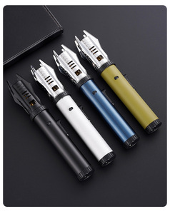 Potente encendedor de llama roja, chorro giratorio ajustable moderno para cigarrillos/barbacoa, encendedor de bolígrafo largo recargable, regalos de negocios - Product Image 5