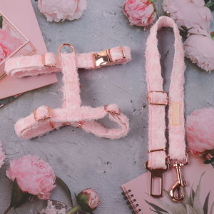 OEM özel çiçek mor H köpek koşum Set hiçbir çekme ayarlanabilir Polyester sevimli moda lüks kurşun demeti küçük köpekler için - Product Image 5