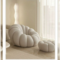 Ensemble de fauteuils inclinables modernes de forme ovale avec revêtement en coton et lin, confort doux pour s'allonger ou dormir