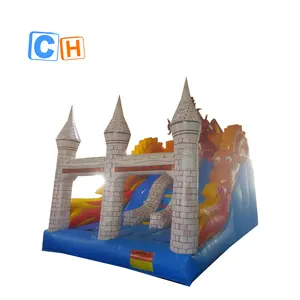Hot Sale inflatable dragon small slide for commercial use, outdoor inflatable one lane dragon slide for kids