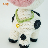 Peluche de vache en crochet faite à la main pour bébé, poupée amigurumi, rembourrage en coton PP, jouet en peluche écologique pour enfants