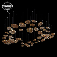 Lustre suspendu en verre et métal style lave pour intérieur, LED, couleur personnalisable, installation facile, DIY pour villa, salle à manger, escalier