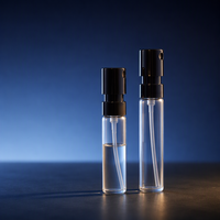 Flacon pulvérisateur de parfum en verre transparent avec bouchon pompe à brume fine noir, vide, rechargeable, format voyage, contenant cosmétique, vente en gros