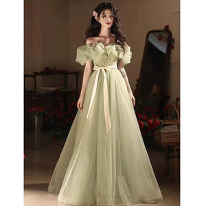 Vestido elegante de fiesta de graduación con hombros descubiertos, tul floral para fiestas, falda de encaje de tul, vestido de noche para niñas - Product Image 1