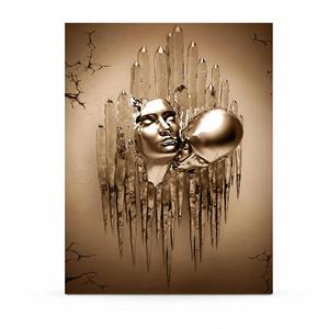 Triptico Moderno con Figure Metalliche, Arte Murale in Cristallo, Stampa Lucida HD, Quadro Decorativo per Soggiorno, Hotel, Regalo - Product Image 6