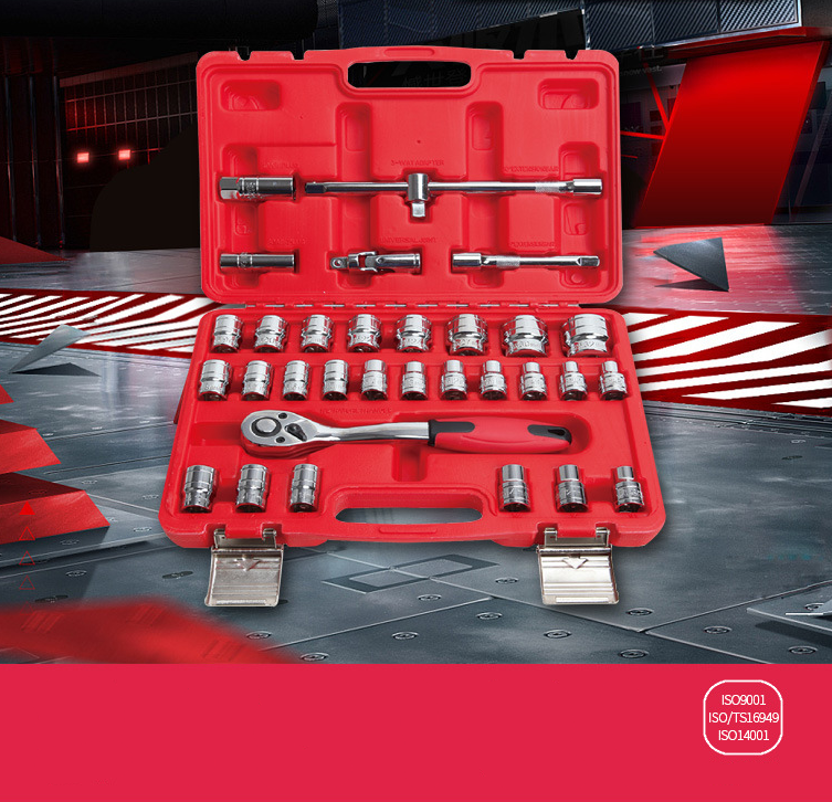 32PCS Ratchet Socket Wrench Set Automotive service set Auto repair tools Box Spanner Wrench Kits