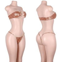 Tenue de danse exotique métallique effet écailles de poisson, ensemble de vêtements de club holographiques avec chaîne de cristaux pour strip-tease, rave et pole dance
