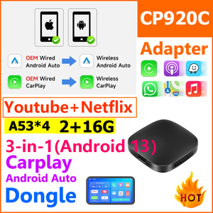 2025 tendance <span class=keywords><strong>Android</strong></span> 13 voiture Ai Box CP920C 4 en 1 Carplay Box 2 Go 16 Go 3 en 1 sans fil Carplay Dongle avec cuisson à la vapeur Youtube Netflix - Product Image 4