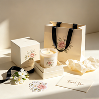 Boîte d'emballage de bougies en carton écologique de luxe personnalisée, avec pelliculage mat, pour promotion d'exposition, matériaux de promotion, autocollant en papier de soie et carte de remerciement