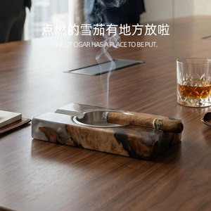 Modern Luxury Resin Stainless Steel Single Slot Cigar <b>Ashtray</b> For Business Gifts - Product Image 3