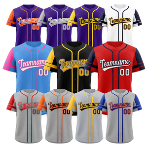 Camiseta de béisbol personalizada en blanco de alta calidad, camisetas de béisbol al por mayor, camiseta de béisbol con botones y logotipo personalizado por sublimación al por mayor - Product Image 1
