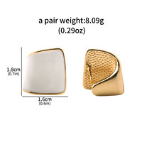 Pendientes de botón geométricos minimalistas de esmalte al por mayor para mujer, aretes retro chapados en oro grueso con esmalte rojo y blanco, regalo de joyería