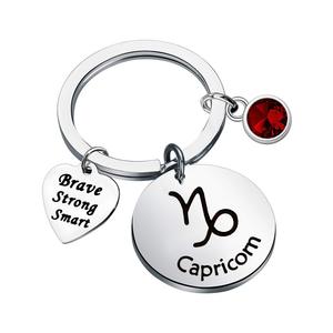 Porte-clés en cristal pierre de naissance 12 porte-clés en métal zodiaque horoscope astrologie Constellation disque ami famille cadeau porte-clés zodiaque - Product Image 6