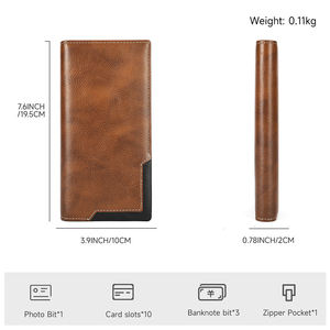 Cartera larga para hombre, cartera de mano de cuero genuino con bolsillo para teléfono, Tarjetero con bloqueo RFID, Cartera de cuero para hombre - Product Image 5