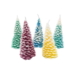 圣诞装饰品用品批发芳香蜡烛礼品带标志豪华圣诞树松果形状香味蜡烛