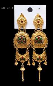 Boucles d'oreilles chandelier plaquées or vintage pour femmes, motif floral, bijoux de mariage - Product Image 4