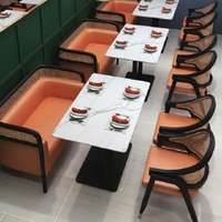 Meubles de restaurant modernes en acier inoxydable et en bois massif et marbre Tables et chaises pour le dîner et le café-en vente
