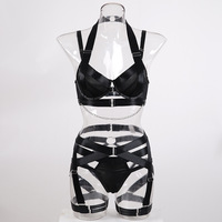 Lingerie sexy en satin pour femme, harnais romantique à lanières avec chaîne, jarretières ajustables pour cuisses, vente en gros, marque privée