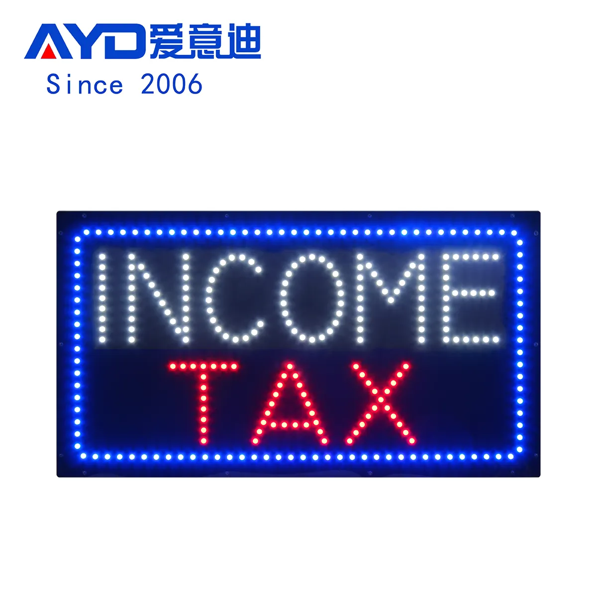 17*31インチ超高輝度INCOME TAXパブリックストアサイン、オフィス用LED照明ワード点滅ディスプレイ