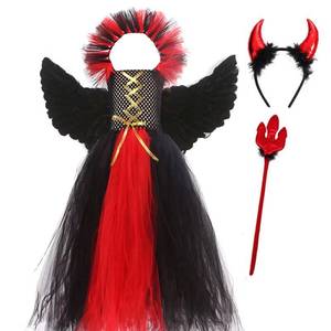 Costume de démon vampire pour enfants, robe de fille pour fête, carnaval, Halloween, avec bandeau et ailes, vente flash MS - Product Image 6