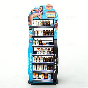 <b>Acrylic</b> Grid Box Metal Floor <b>Display</b> <b>Stand</b> With Wheels for Sunscreen Skincare Products High-end Visible Cosmetic Organizer Rack - Product Image 4