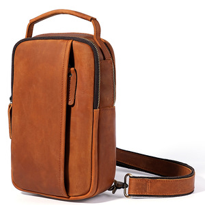 Borsa a tracolla sportiva da uomo in pelle bovina pieno fiore Crazy Horse marrone vintage, nuovo design 2026, per dropshipping direttamente dalla fabbrica - Product Image 6