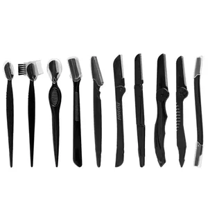 FX-T202 High Quality Multiple Shapes Dual End Eyebrow Angled Brush Eyelash Comb With Box Package