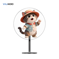 Ventilateur holographique 3D de bureau rond, affichage holographique LED ultra-clair, équipement de signalisation publicitaire transparent