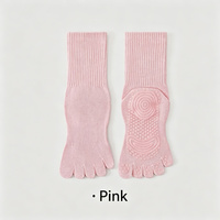 Chaussettes de yoga femme 2026 printemps-été mi-mollet cinq doigts antidérapantes avec grip en silicone pour Pilates, Barre, Fitness, Entraînement – Vente en gros et personnalisation