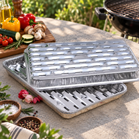 Plateau de cuisson perforé en aluminium jetable pour barbecue, idéal pour grillades de viande, poisson, fruits de mer, légumes et camping
